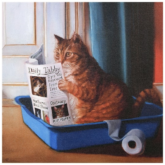 Empire Art Direct 18" x 18" Cat on a Throne Graphic Art Print on Gallery Wrapped Canvas Wall Art